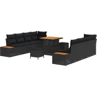 vidaXL Gartensofa-set 11 stk. 10-Sitzanzahl Schwarz Poly Rattan