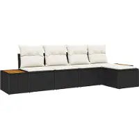 vidaXL Gartensofa-set 6 stk. 5-Sitzanzahl Schwarz und Creme Polyrattan