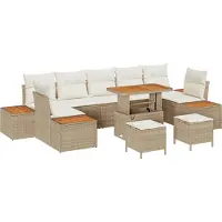 vidaXL Gartensofa-set 10 stk. 9-Sitzanzahl Beige Poly Rattan