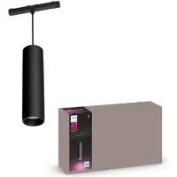 Philips White and Color ambiance Perifo Zylinder-Pendelleuchte Erweiterung schwarz, Intelligente Hängeleuchte, Bluetooth/Zigbee, Schwarz, Integrierte LED, Metall, Multi