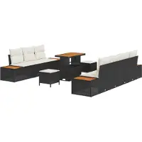 vidaXL Gartensofa-set 10 stk. 9-Sitzanzahl Schwarz Poly Rattan