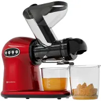 Kitchenbrothers Slow Juicer XL - Entsafter - Obst- und Gemüsepresse - 43mm und 70mm Einfüllöffnung - 500ml - Rot