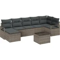 vidaXL Sofa Set 8 Stk. Hellgrau Poly-Rattan