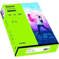 OVOL Farbiges Kopierpapier tecno colors, DIN A3, 80 g/m², leuchtendgrün, 500 Blatt