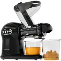 Kitchenbrothers Slow Juicer XL - Entsafter - Obst- und Gemüsepresse - 43mm und 70mm Einfüllöffnung - 500ml - Schwarz