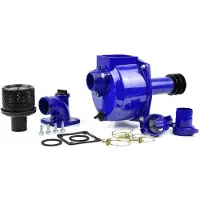 GEKO Keilriemenantrieb Wasserpumpe 2" - Hochleistungs-Modell für sauberes und schmutziges Wasser, inkl. Zubehör und Aluminium-Muffen