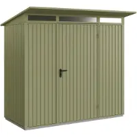 Hörmann , Metall-Gerätehaus Berry Classic mit Pultdach Typ 1, 248 x 153 cm, schilfgrün, 3,8 m², 2-flüglige Tür
