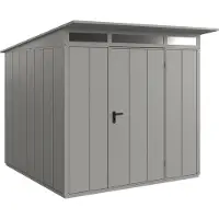 Hörmann , Metall-Gerätehaus Berry Modern mit Pultdach Typ 2, 248 x 283 cm, graualuminium, 7 m², 1-flüglige Tür
