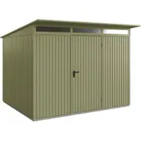 Hörmann , Metall-Gerätehaus Berry Classic mit Pultdach Typ 3, 313 x 283 cm, schilfgrün, 8,9 m², 1-flüglige Tür