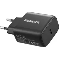 FoneKit GaN PD -verkkovirtalaturi, USB-C, musta