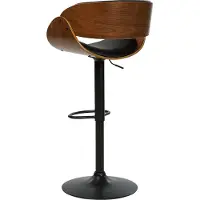 Beliani Barhocker 2er Set Schwarz Kunstleder Höhenverstellbar Drehbar mit hoher Rückenlehne Holzoptik Metallgestell Fußstütze Retro Barstuhl