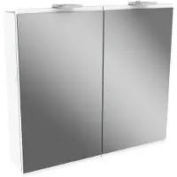 Fackelmann LED Spiegelschrank LIMA / Badschrank mit Soft-Close-System / Maße (B x H x T): ca. 80 x 73 x 15,5 cm / Möbel fürs WC oder Badezimmer / Korpus: Weiß / Front: Weiß/Spiegel