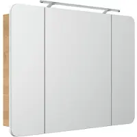 Fackelmann LED Spiegelschrank MILANO / Badschrank mit 3D Effekt / Soft-Close / Maße (B x H x T): ca. 110 x 78 x 15,5 cm / Schrank mit Spiegel & LED- fürs Bad / 3 Türen / Korpus: Braun hell