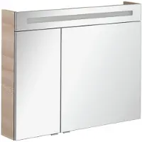 Fackelmann Spiegelschrank B.CLEVER / zweitürig / Spiegelschrank mit gedämpften Scharnieren / Maße (B x H x T): ca. 90 x 71 x 16 cm / hochwertiger Spiegelschrank / Möbel fürs Bad / Korpus: Braun hell