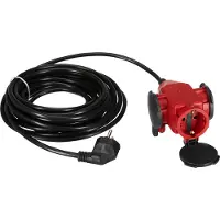 Kopp 148203046 Verlängerung, Schutzkontakt-Stecker und 3-fach Schutzkontakt-Kupplung mit 10m Leitung, Farbe: rot