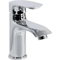Fackelmann Einhebelmischer LUXOR Silber Glanz / hochwertiger Wasserhahn für zu Hause / Armatur mit einem leicht gebogenen Wasserausfluss (Farbe: Silber Glanz) / Maße: ca. 15,5 cm
