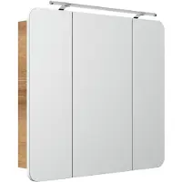 Fackelmann LED Spiegelschrank MILANO / Badschrank mit 3D Effekt / Soft-Close / Maße (B x H x T): ca. 90 x 78 x 15,5 cm / Schrank mit Spiegel & LED- fürs Bad / 3 Türen / Korpus: Braun hell