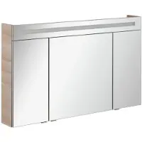 Fackelmann Spiegelschrank B.CLEVER / dreitürig / Spiegelschrank mit gedämpften Scharnieren / Maße (B x H x T): ca. 120 x 71 x 16 cm / hochwertiger Spiegelschrank / Möbel fürs Bad / Korpus: Braun hell
