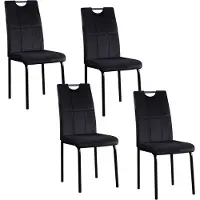 HTI Denton Stuhl Samt Schwarz mit Ziernähten und Cut-Out, 41,5x52,5x96,5 cm
