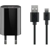 Goobay USB-C-Ladeset (5 W), Netzteil mit USB-C-Kabel, 1 m, schwarz, Drinnen, AC, 5 V, 1 m, Schwarz