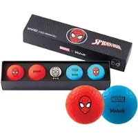 Volvik Vivid Marvel 2.0 4 Pack Golf Balls Spider Man Plus Ball Marker Red/Blue