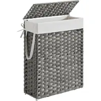 Songmics Wäschekorb aus synthetischem Rattan mit Deckel LCB164G01