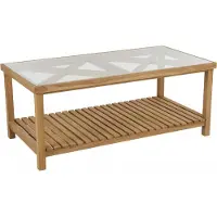 Brafab Varm Teak Loungetisch 135x70x55cm mit Glasplatte 7393260038405