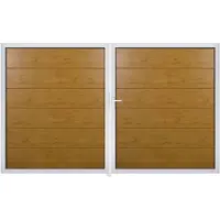 GROEN & JANSSEN Doppeltor GroJa BasicLine links vormontiert ohne Pfosten Rahmen Aluminium 300 x 180 cm Asteiche Natur