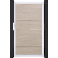 GROEN & JANSSEN Einzeltor GroJa BasicLine DIN universal vormontiert ohne Pfosten Rahmen Aluminium 100 x 180 cm Sheffield Oak