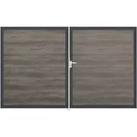 GROEN & JANSSEN Doppeltor GroJa BasicLine links vormontiert ohne Pfosten Rahmen anthrazit 300 x 180 cm Monument Oak