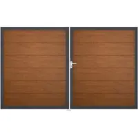 GROEN & JANSSEN Doppeltor GroJa BasicLine links vormontiert ohne Pfosten Rahmen anthrazit 300 x 180 cm Golden Oak
