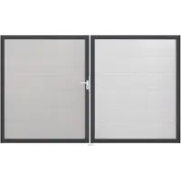 GROEN & JANSSEN Doppeltor GroJa BasicLine rechts vormontiert ohne Pfosten Rahmen anthrazit 300 x 180 cm weiß