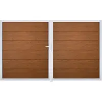 GROEN & JANSSEN Doppeltor GroJa BasicLine rechts vormontiert ohne Pfosten Rahmen Aluminium 300 x 180 cm Golden Oak