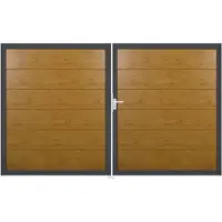 GROEN & JANSSEN Doppeltor GroJa BasicLine links vormontiert ohne Pfosten Rahmen anthrazit 300 x 180 cm Asteiche Natur