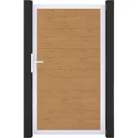 GROEN & JANSSEN Einzeltor GroJa BasicLine DIN universal vormontiert ohne Pfosten Rahmen Aluminium 100 x 180 cm Asteiche