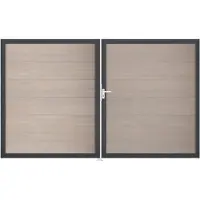GROEN & JANSSEN Doppeltor GroJa BasicLine links vormontiert ohne Pfosten Rahmen anthrazit 300 x 180 cm Sheffield Oak