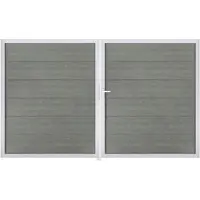 MR-Zaun Nova PVC Tor zweiflügelig, DIN links, Grey Ash Cut
