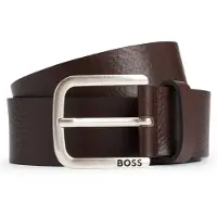 BOSS Ledergürtel "Janni Sz40", Herren, Gr. 120, braun (schwarz braun 202), Leder, unifarben, Gürtel Ledergürtel, mit Prägung auf der Schließe