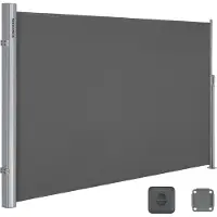 Songmics Alu Seitenmarkise 160 x 400 cm 280 g/m² ausziehbar Sichtschutz, Sonnenschutz für Balkon & Terrasse anthrazit ASG161G04
