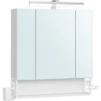 Vasagle Badezimmerschrank mit 3 Türen, Spiegelschrank, mit Steckdosen, Hängekorb, Haartrockner-Halter, Wolkenweiß