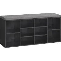 Vasagle Schuhbank, Sitzbank, 10 Fächer, Länge 104 cm, Ebenholzschwarz