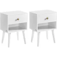 Vasagle 2er-Set: Nachttisch Miranta in Weiß - (B)39 x (H)55 x (T)28 cm | Gr.: onesize