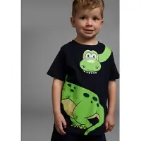 Kidsworld T-Shirt "Mit großem Druck: GREEN DINO" Kurzarm, Basic-Passform, bedruckt, Rundhalsausschnitt