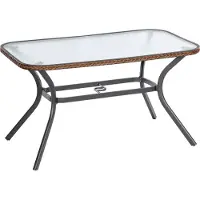 Merxx Gartentisch "Ravenna" 150 x 85 cm - Aluminiumgestell Graphit mit Kunststoffgeflecht Schoko
