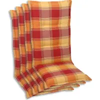 GO-DE Textil, Sesselauflage Hochlehner, 4er Set, Farbe: rot, Maße: 120 cm x 50 cm x 7 cm, Rueckenhoehe: 70 cm