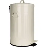 QUVIO Mülleimer 12 L - Mülleimer - Treteimer - Abfalleimer - Mit Deckel - Metall - 25 x 25 x 44 cm - Beige