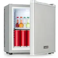 Klarstein Secret Cool Mini-Kühlschrank Mini-Bar 13l 22dB 2 Etagen Silber-Metallic