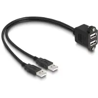 DeLOCK USB 2.0 Kabel 2 x USB Typ-A Stecker zu 2 x USB Typ-A Buchse mit Schrauben zum Einbau 1 m schwarz, 2 x USB Type-A, 2 x USB Type-A, 1 m, Schwarz