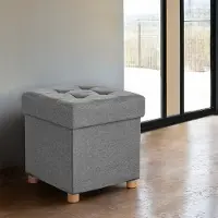 Songmics Sitzhocker mit Stauraum, kleine klappbare Sitzbank, 38 x 38 x 40 cm LSFB3514GYX