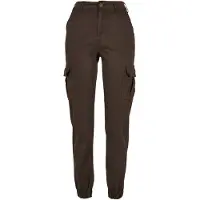 Urban Classics lässige Damen Jeans Stretch Reißverschluss Taschen mit Baumwolle Braun